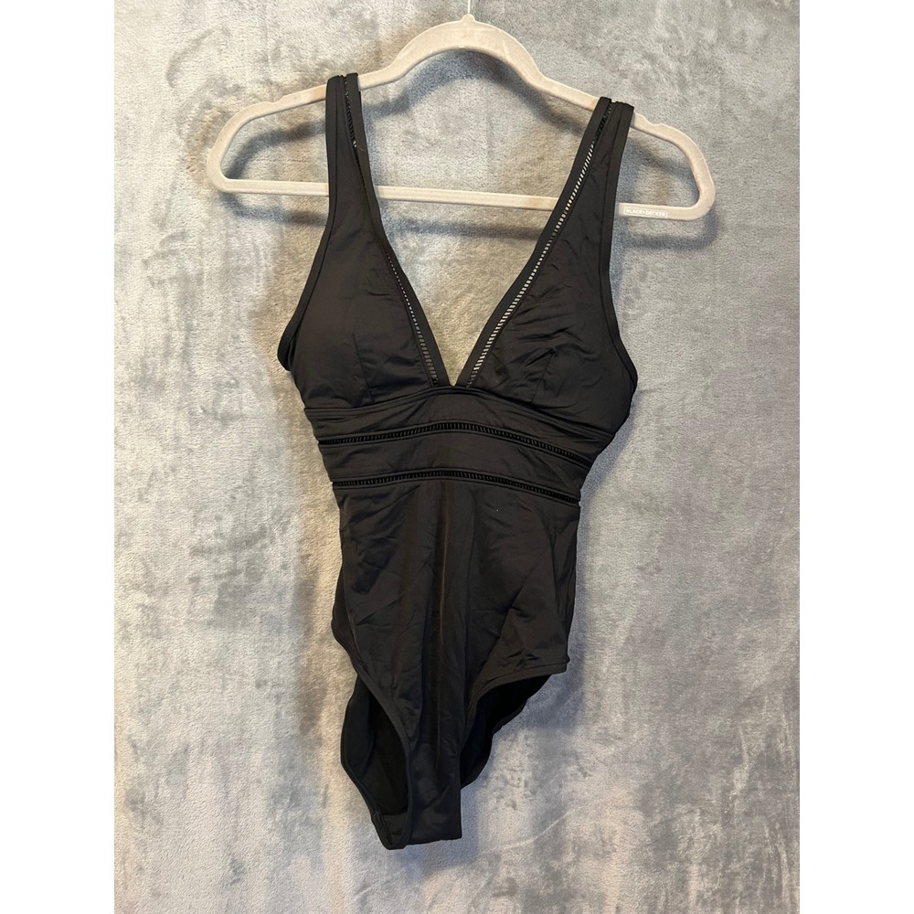 Sea Level Swim Black One Piece US 6 Plunge V Neck Sustainable